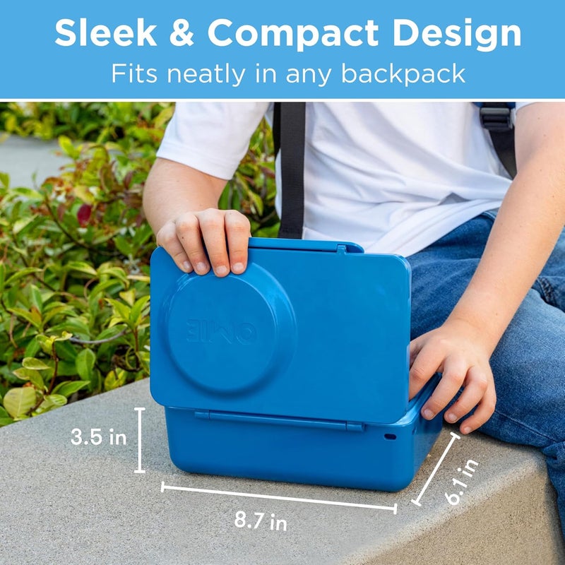 OmieBox UP bento Box for Kids | Insulated Lunch Box | Leak Proof Vacuum Insulated Thermal Food jar | Cooler ice Pack | 2 Compartments (Cosmic Blue) - Image 5